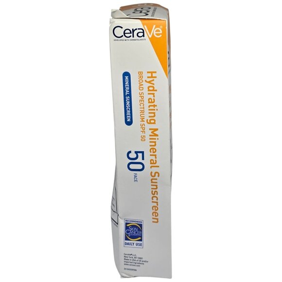 CeraVe Hydrating Mineral Sunscreen SPF 50 For Face 2.5 Fl Oz Broad Spectrum Ligh - Picture 7 of 9
